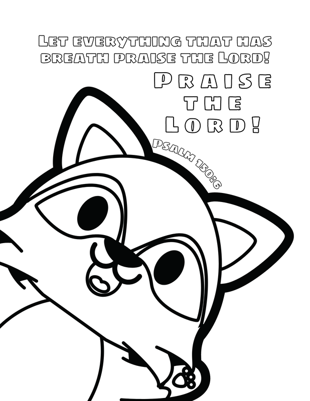 Raccoon Scripture Coloring Page