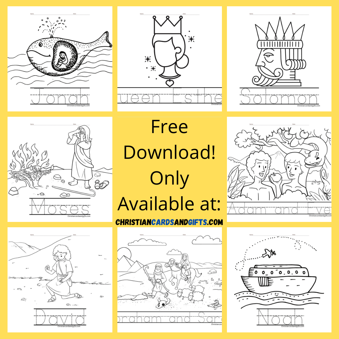 Bible Names Coloring and Writing Worksheets