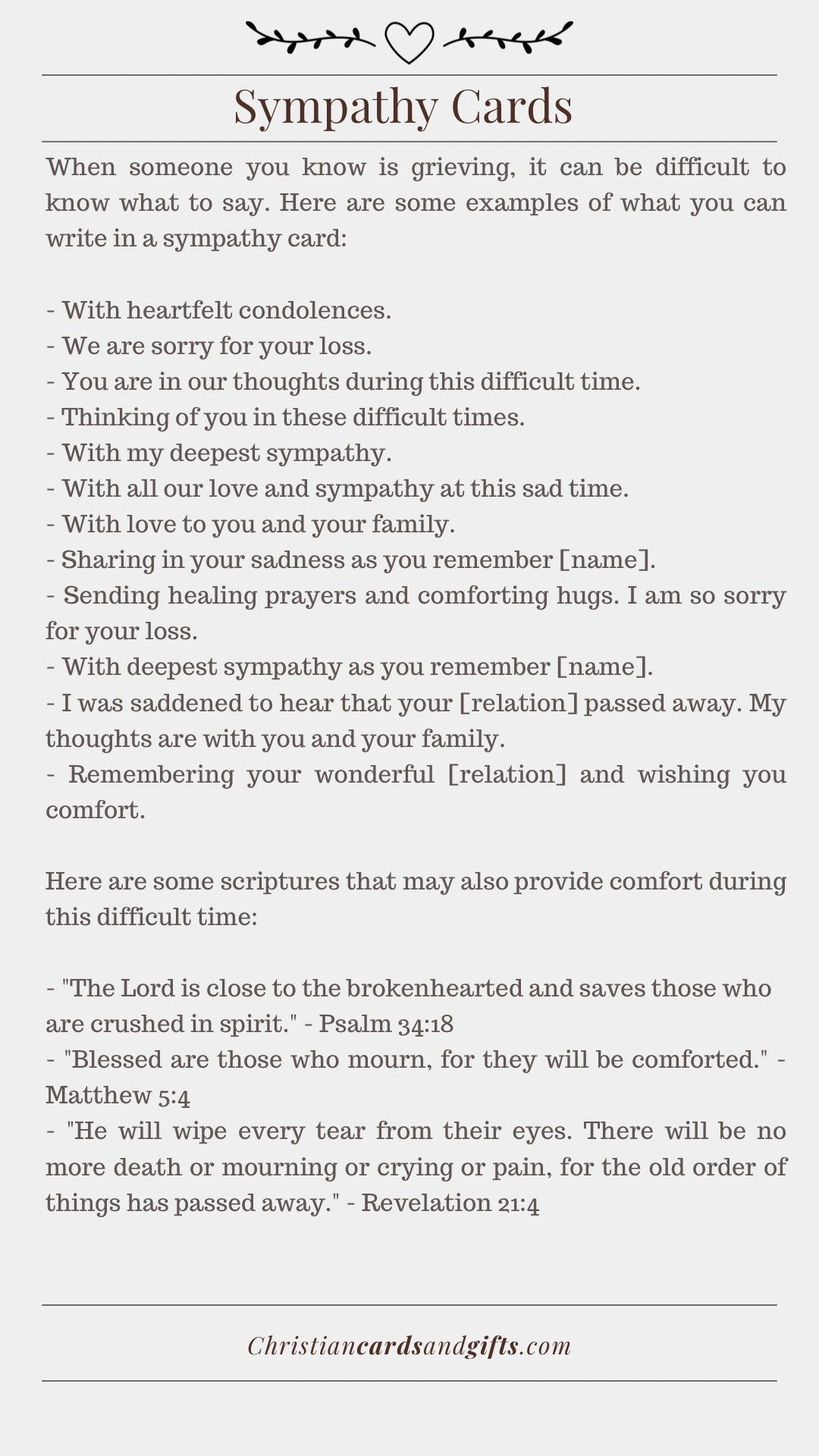 What should I write in a sympathy card?