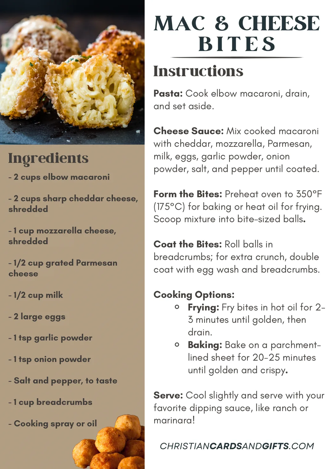 Recipe for Mac & Cheese Bites