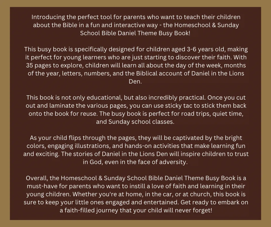 Free Busy Book about Daniel