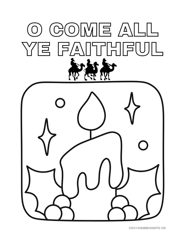 O Come All Ye Faithful Coloring Sheet
