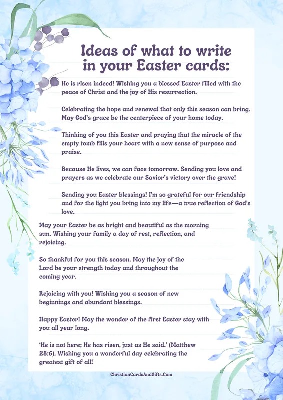 Ideas of what to write in your Easter cards.