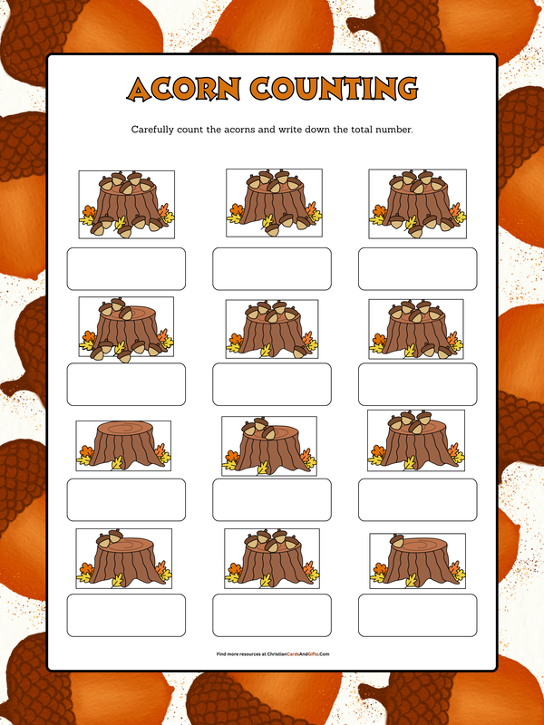 Acorn Counting Worksheet