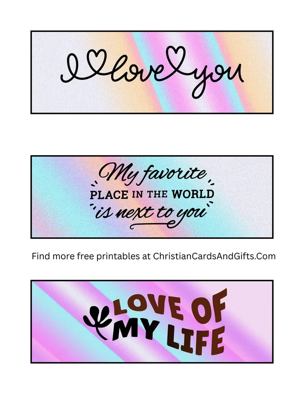 Free Printable Bookmarks for the One You Love