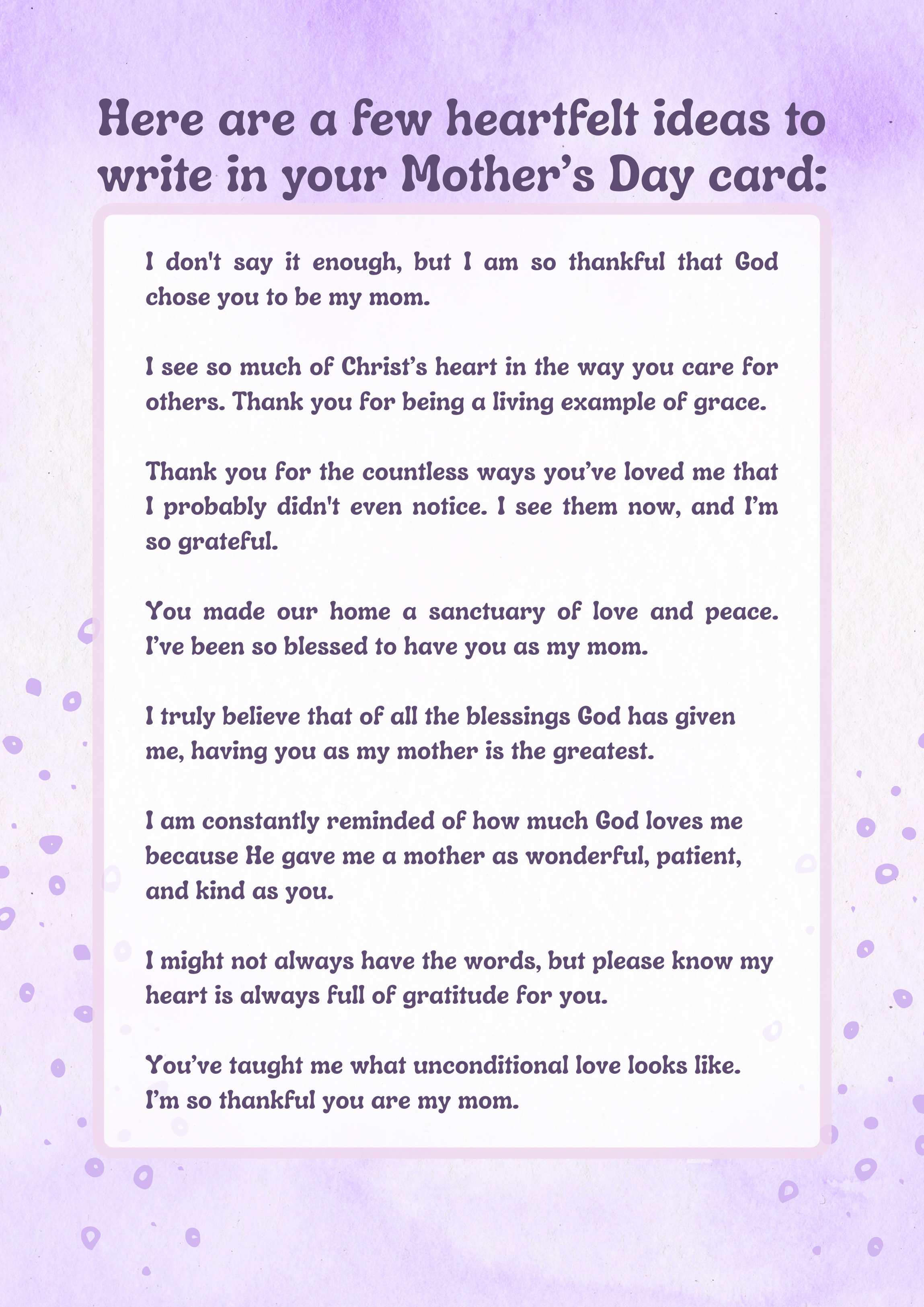 How to write a meaningful message in a Mother's Day card for your mom.