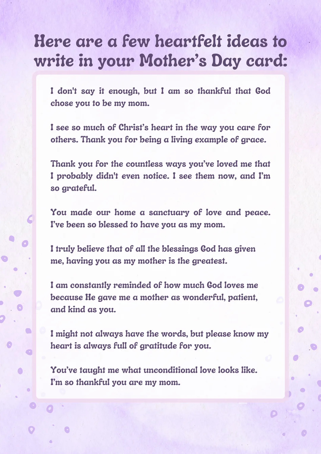 How to write a meaningful message in a Mother's Day card for your mom.