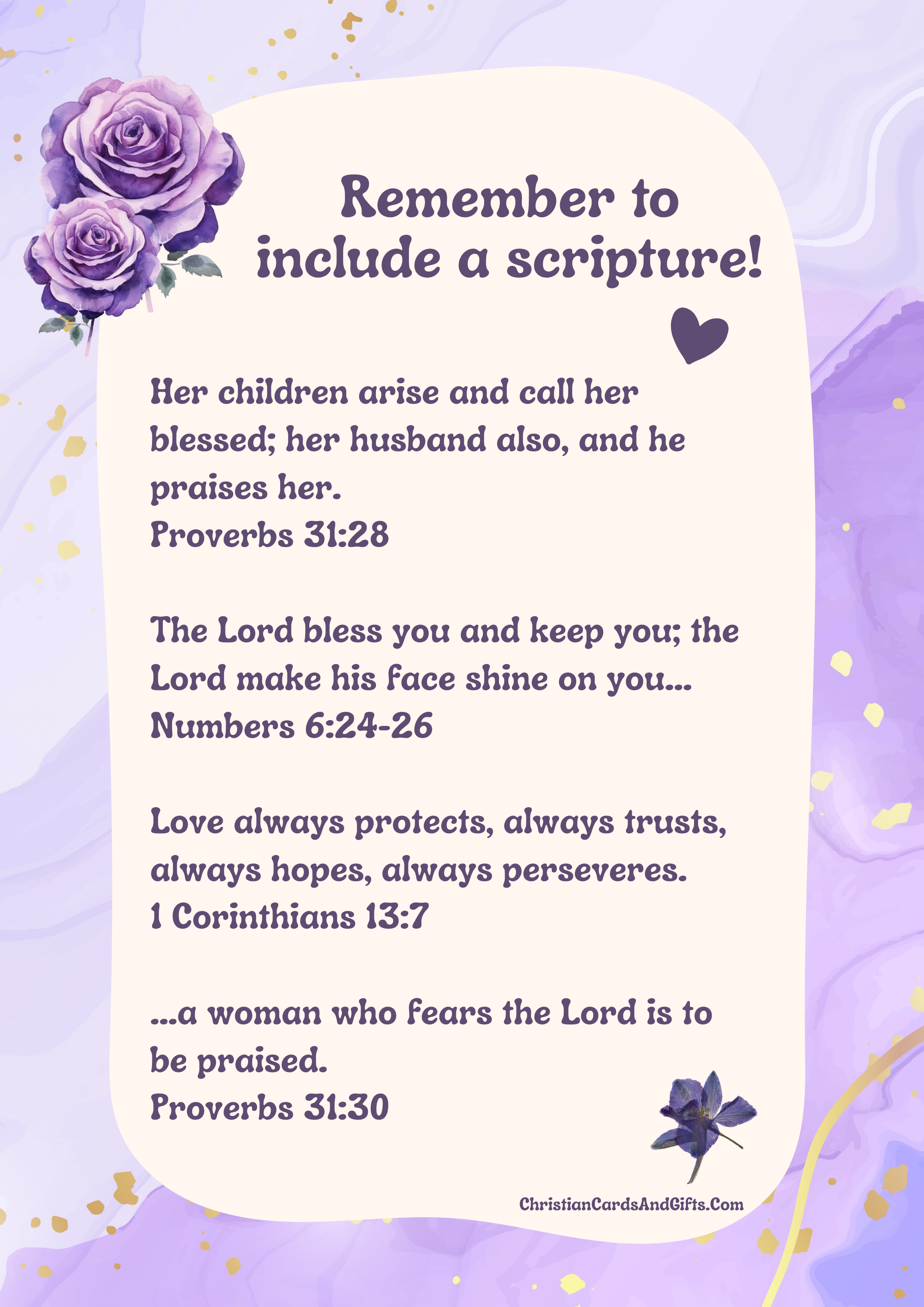 Include a Scripture in a Mother's Day Card for a Christian Mom