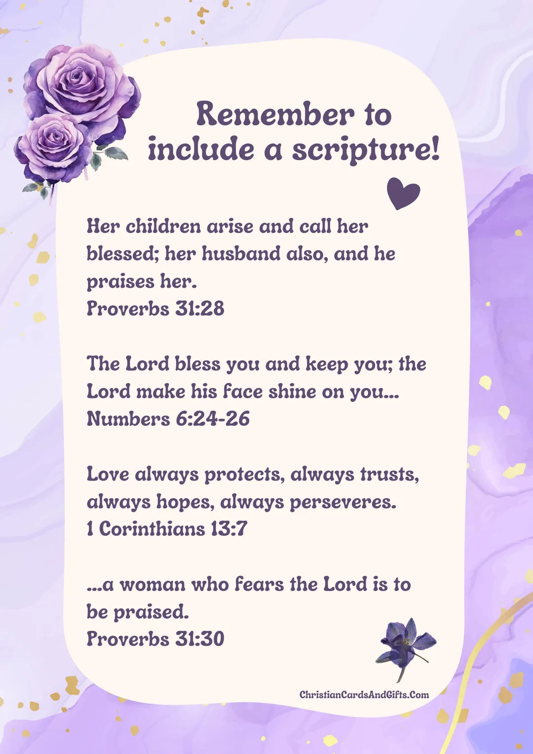 Include a Scripture in a Mother's Day Card for a Christian Mom