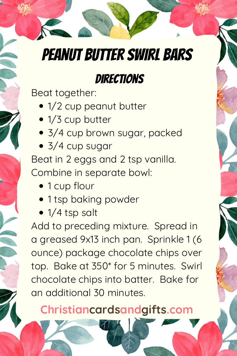 Peanut Butter Swirl Bars Recipe