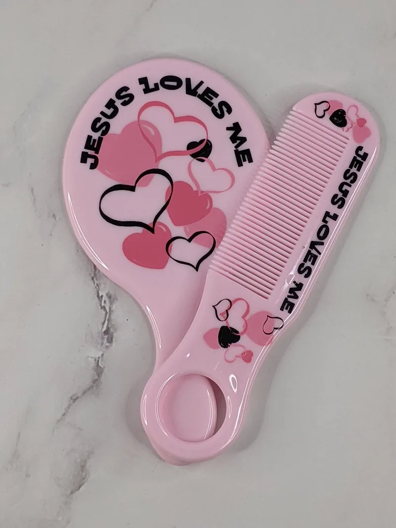 Pink Mirror & Comb Set