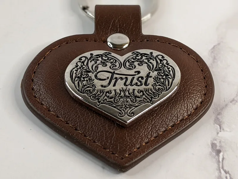 Trust Leather Heart Keyring