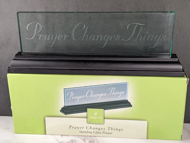 Prayer Changes Things Standing Glass Plaque