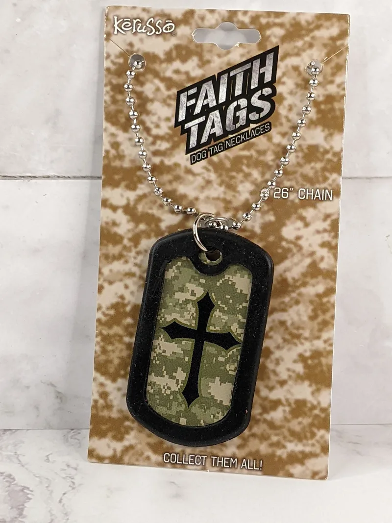 Faith Tag Camo Cross Necklace