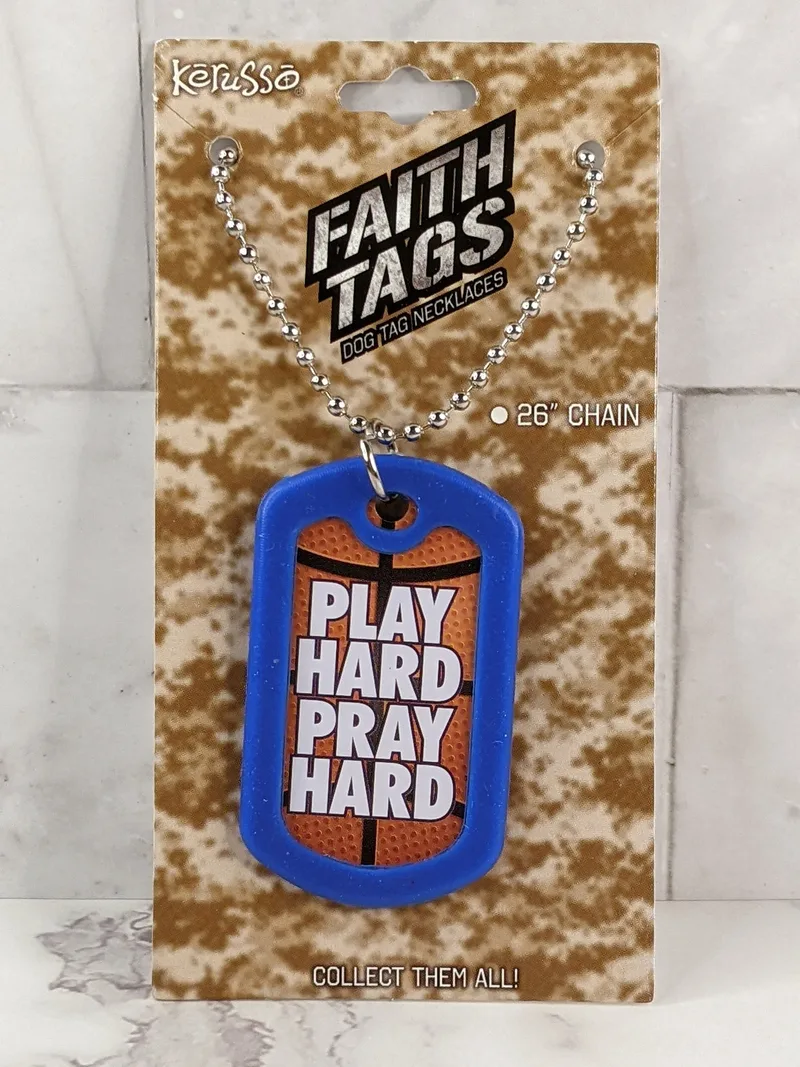 Play-Pray Hard Basketball Necklace