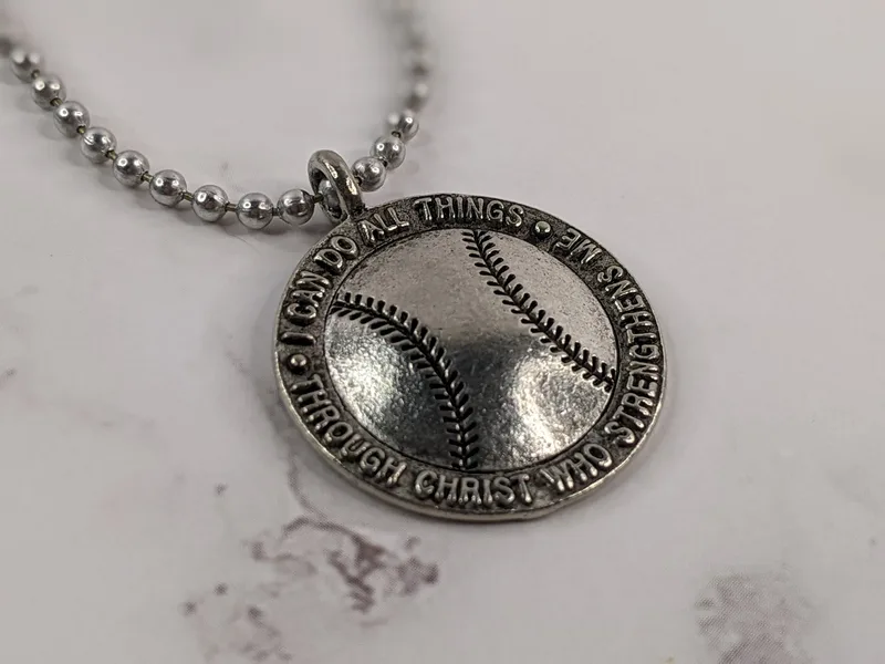 Phil 4:13 Baseball Necklace