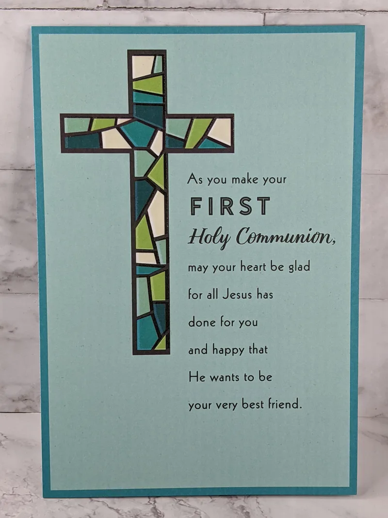 Always Stay Close To Him First Communion Card