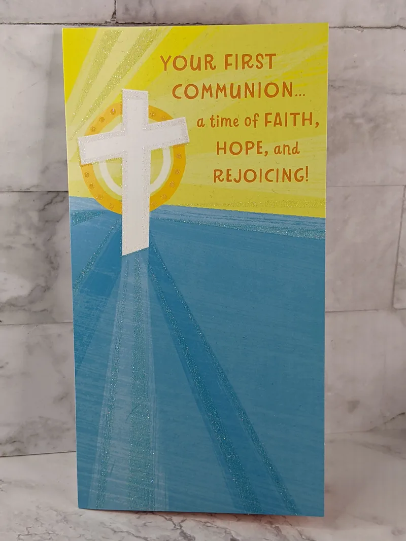 Faith Hope Rejoicing First Communion Card