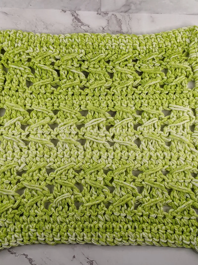 Fancy Green Crocheted Dishcloth