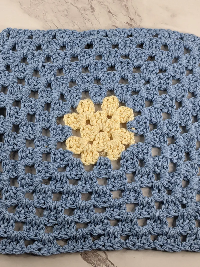 Blue & Cream Crocheted Dishcloth