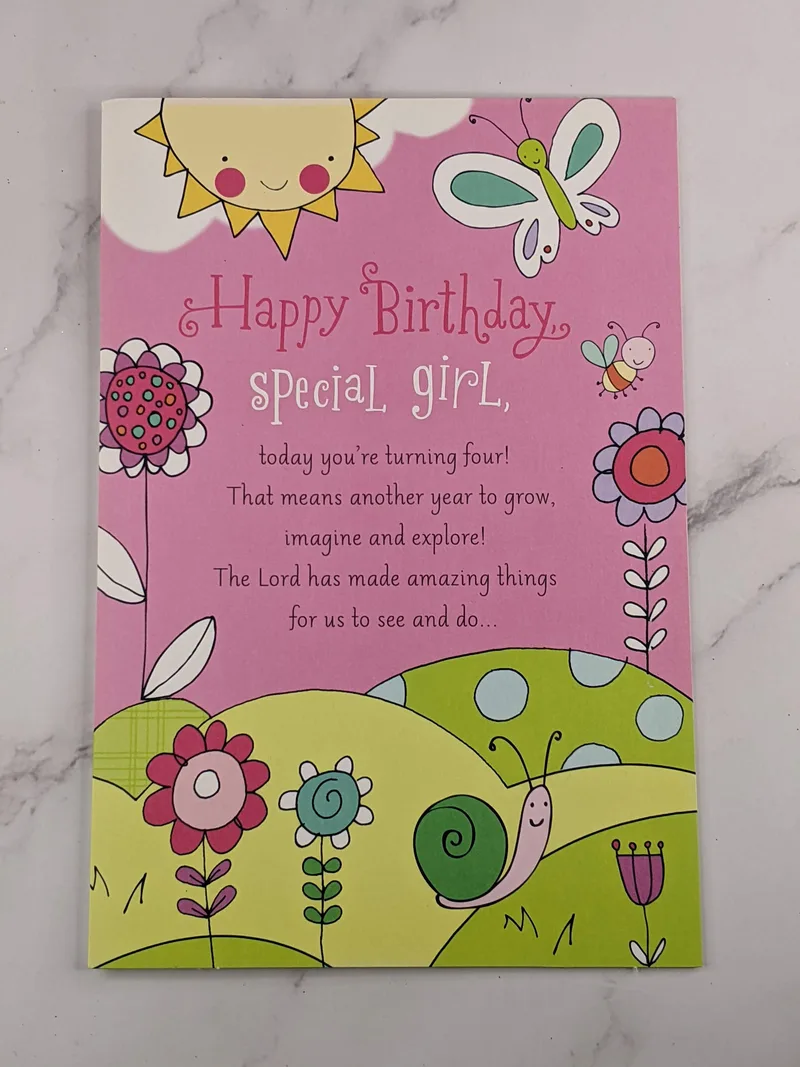Girl Turning 4 Birthday Card