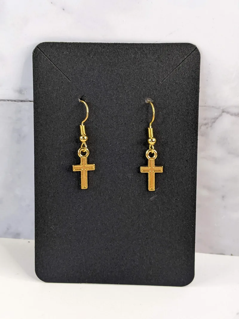 Small Cross Gold-Tone Earrings