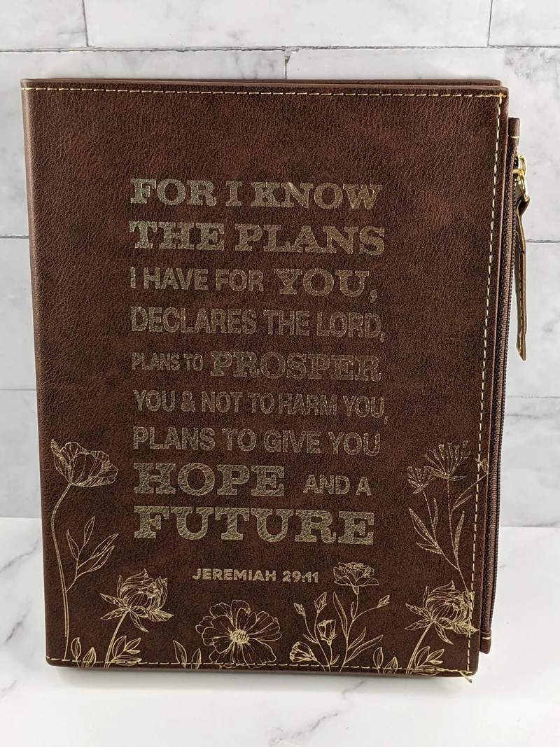 Brown HOPE & FUTURE Journal with Zippered Pouch