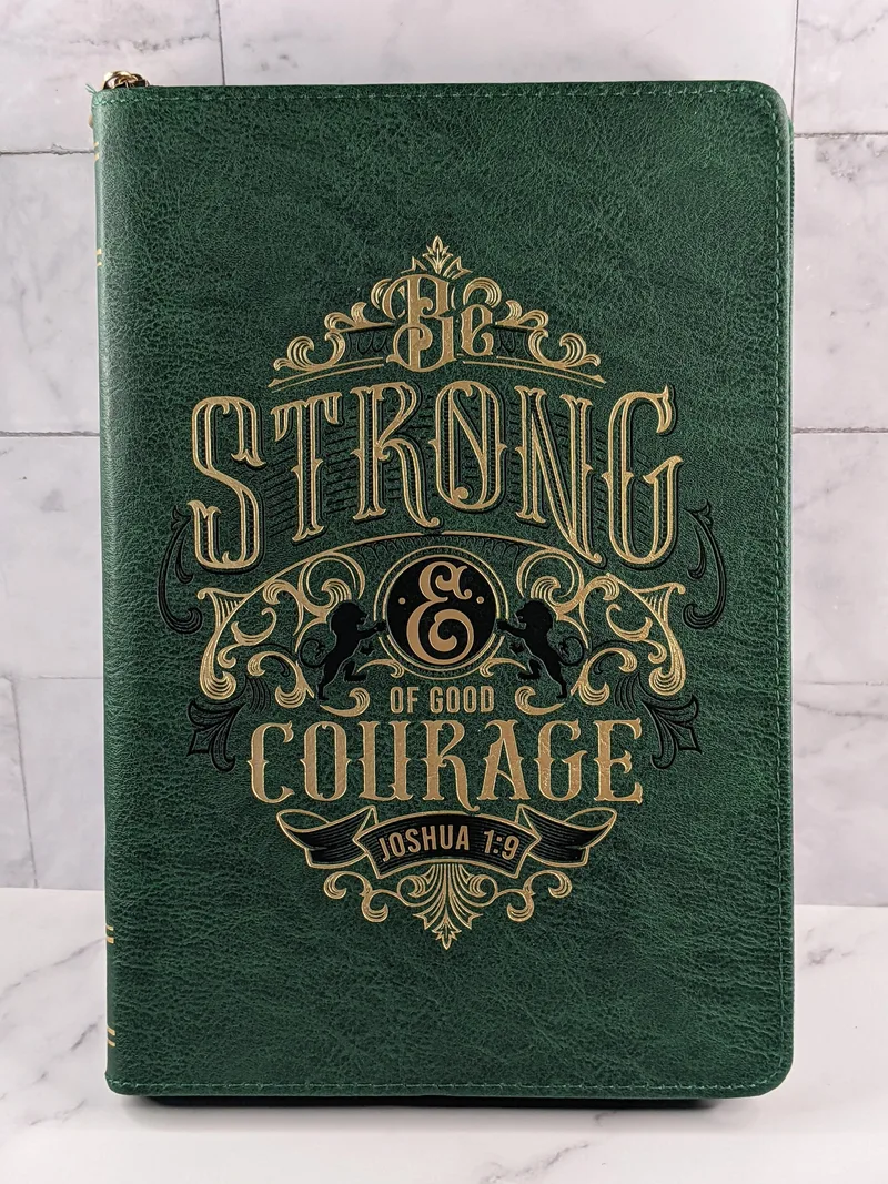 Strong Courage Green Zippered Journal