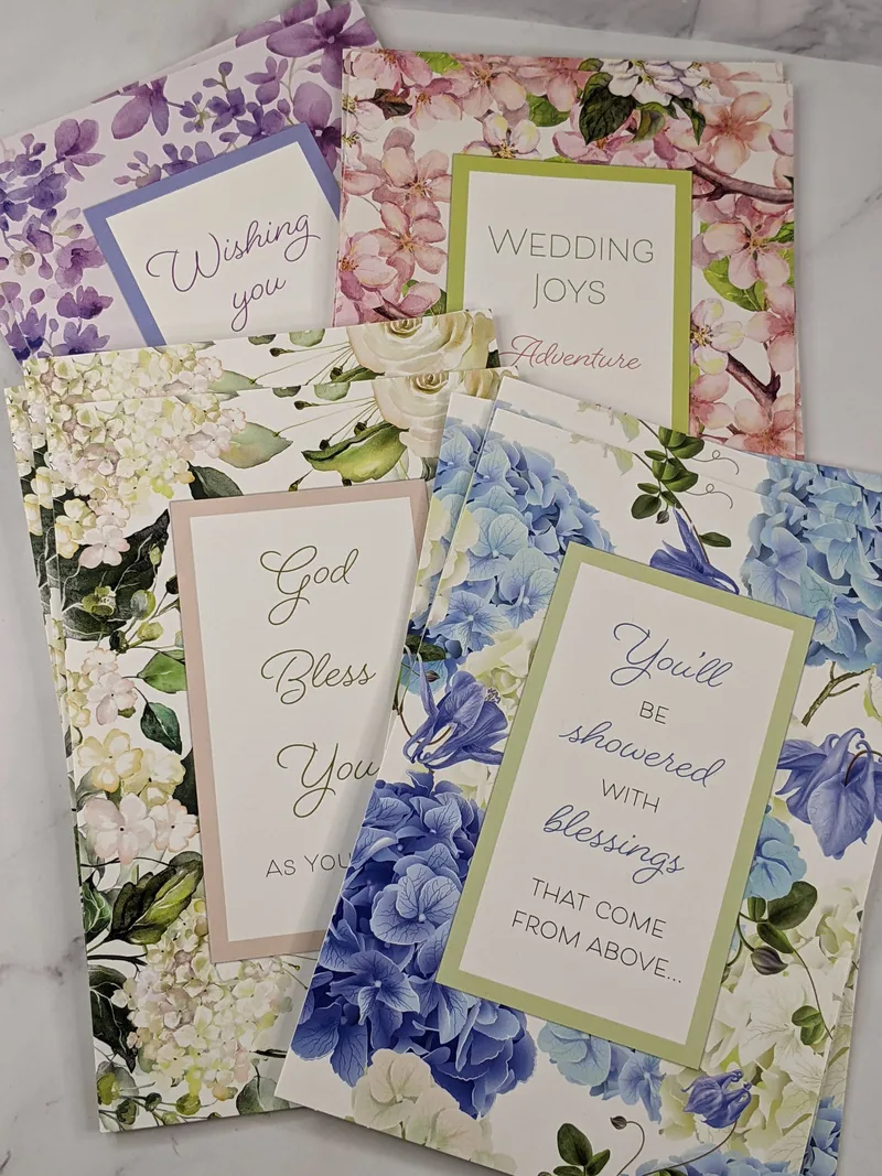 Floral Wedding Cards Pack of 12