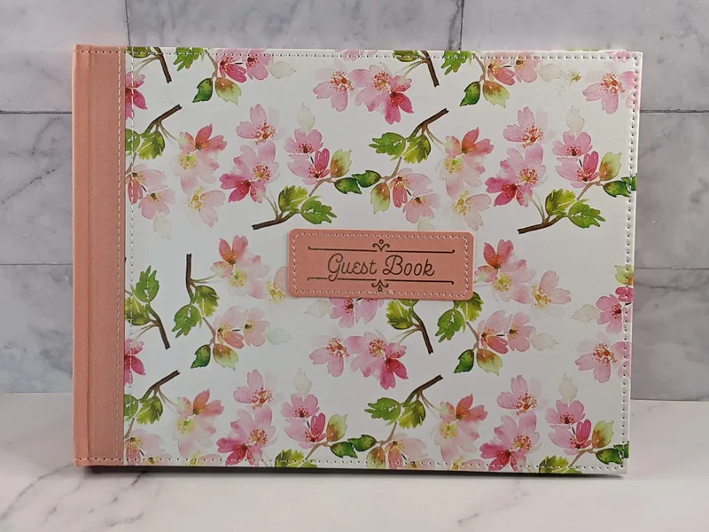 Peach Floral Guest Book