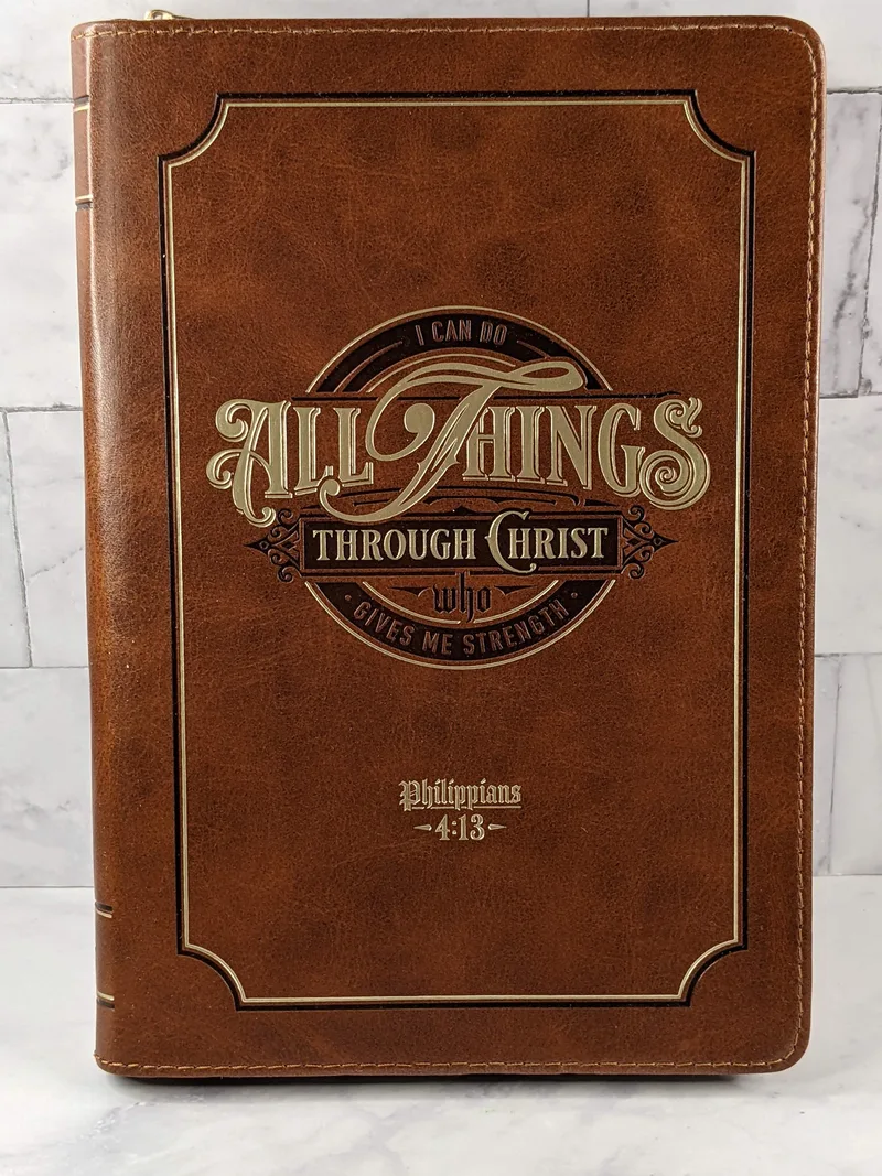All Things Through Christ Zippered Journal