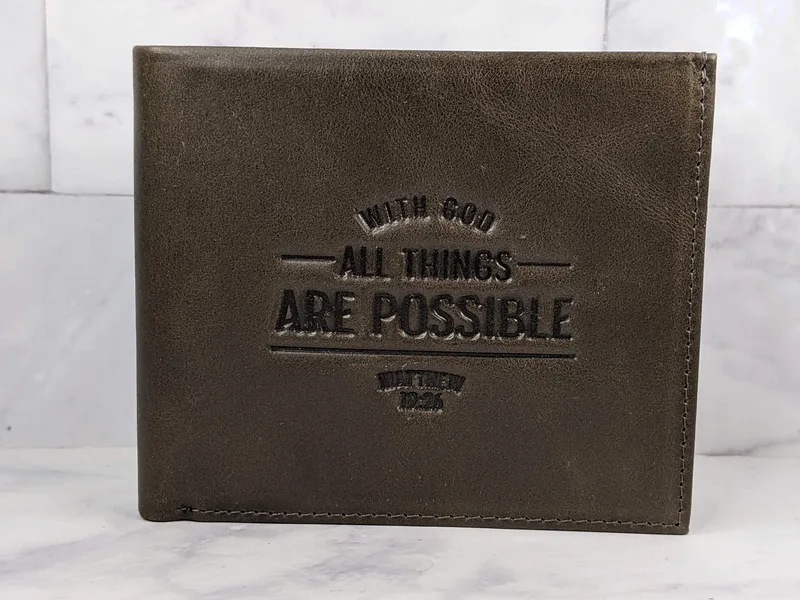 With God All Things Are Possible Leather Wallet