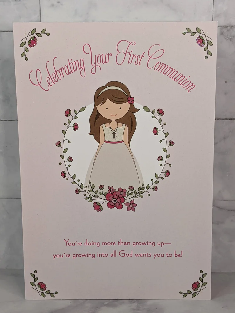 Girl Celebrating First Communion Card