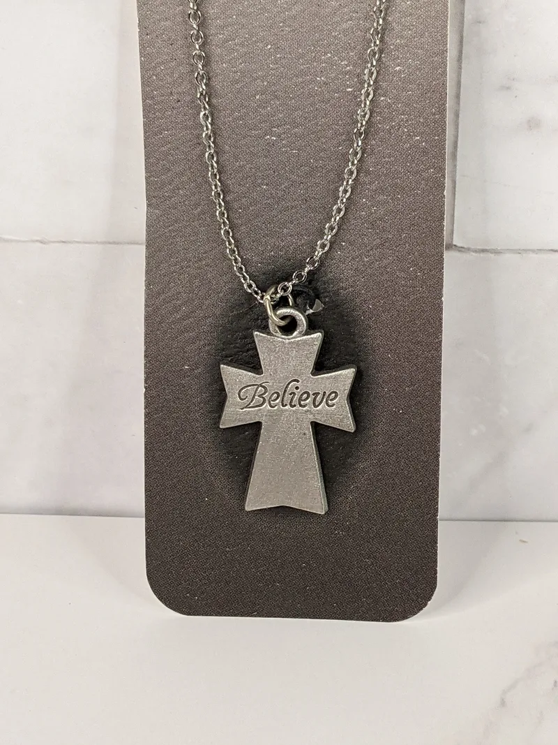 Believe Cross Necklace on Bookmark
