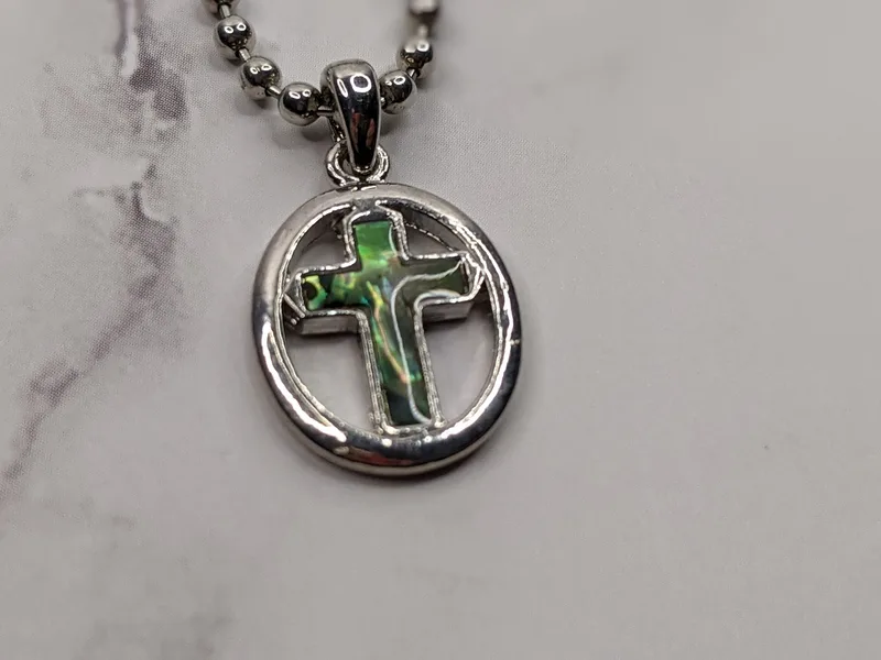 Green/Blue Cross Pendant Necklace