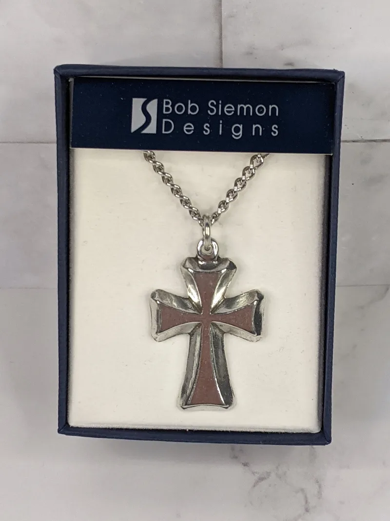 Beveled Cross Pendant Necklace