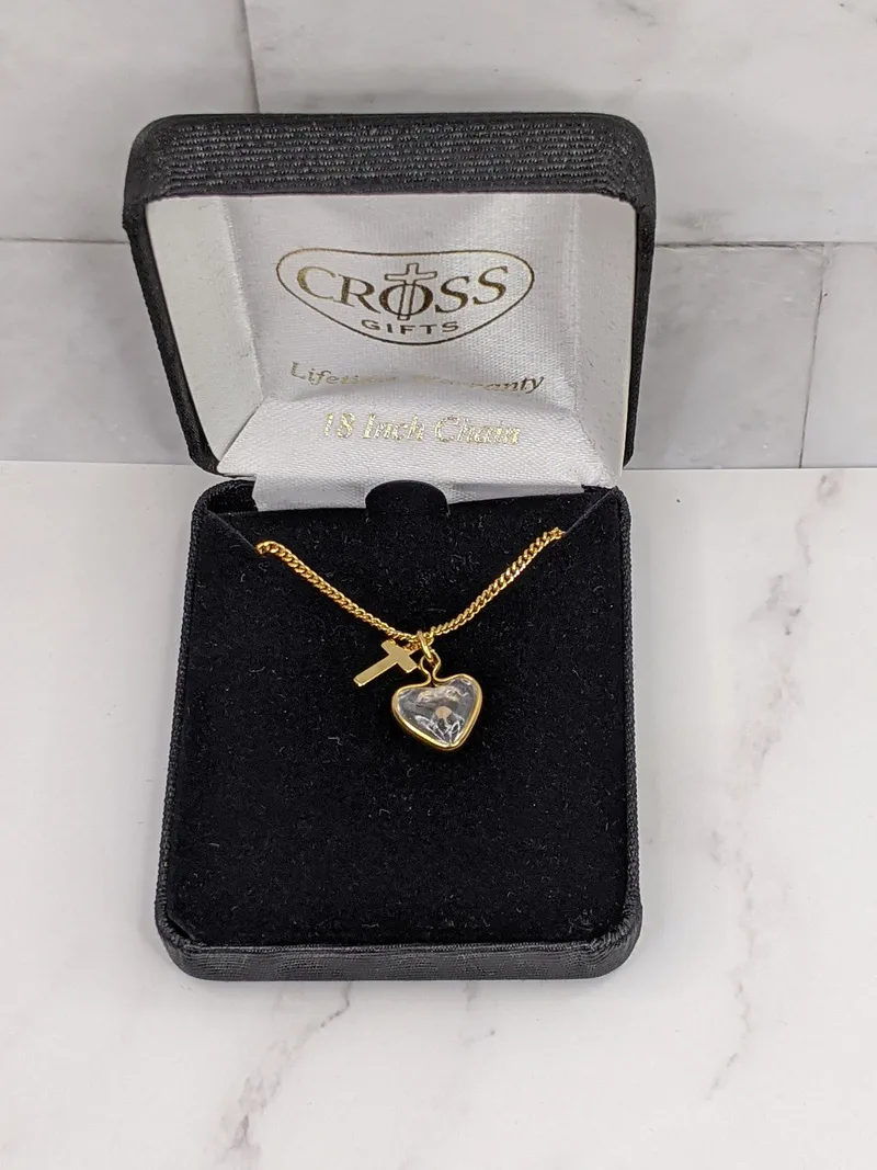 Mustard Seed Heart and Cross Necklace