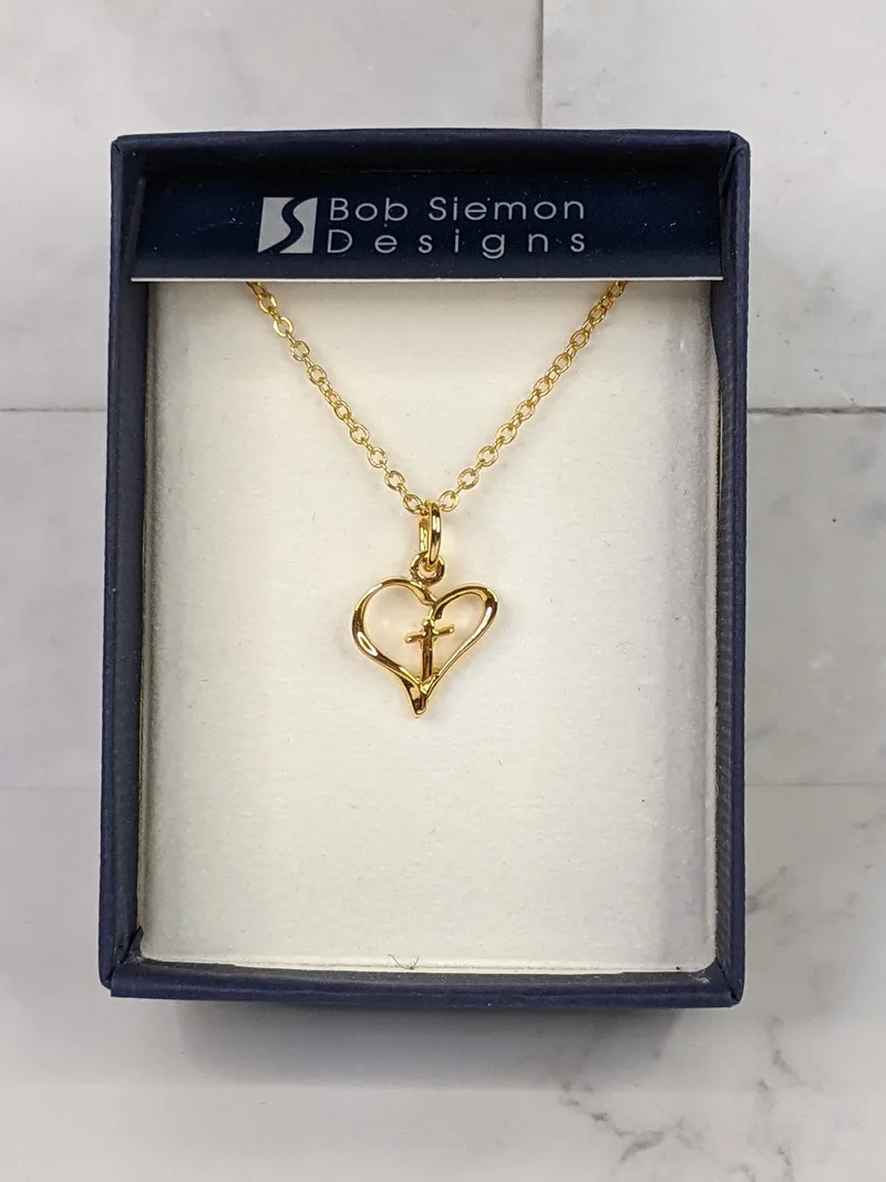 Gold Heart Cross Necklace