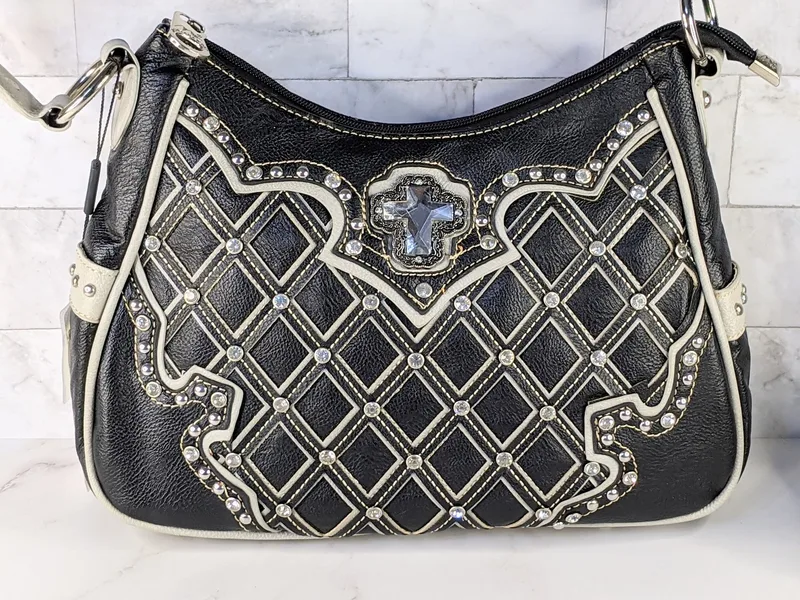 Black Leather & Cross Purse