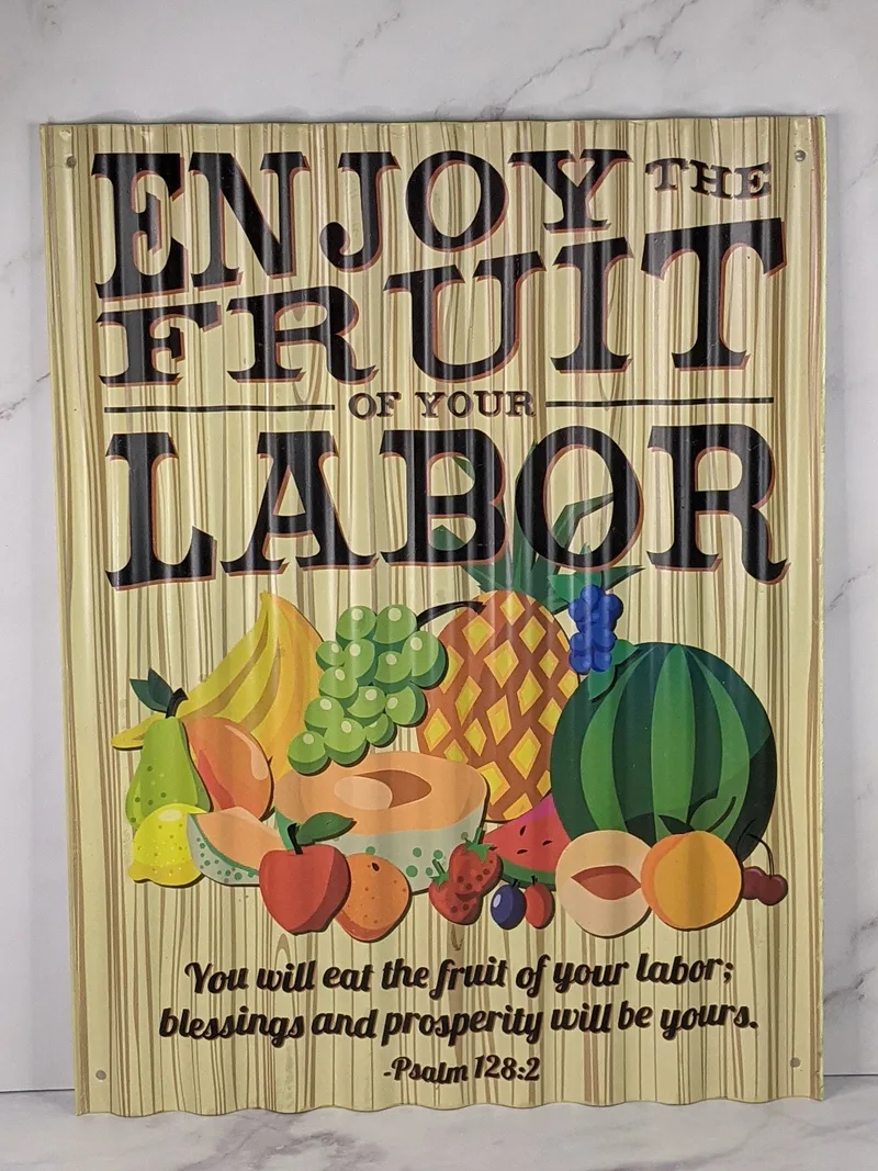 Enjoy the Fruit Metal Sign