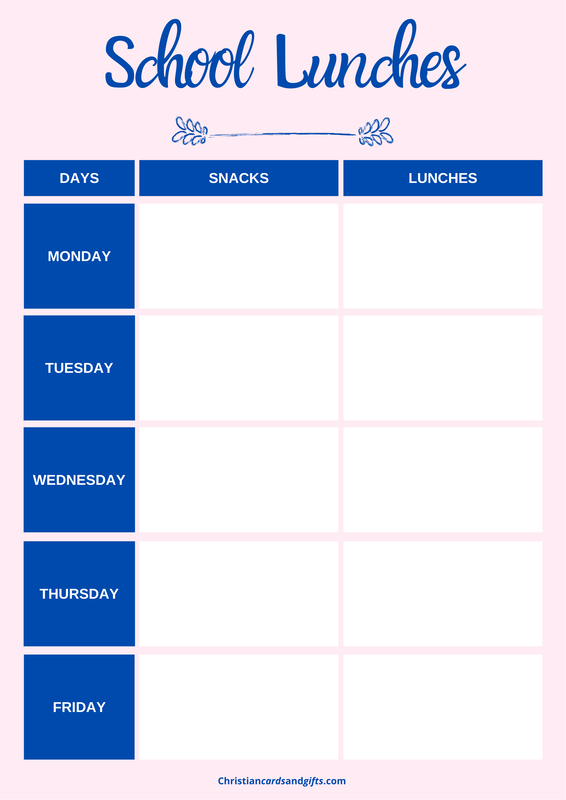 Free Printable Planning Page for School Lunches
