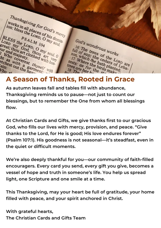 A Season of Thanks, Rooted in Grace