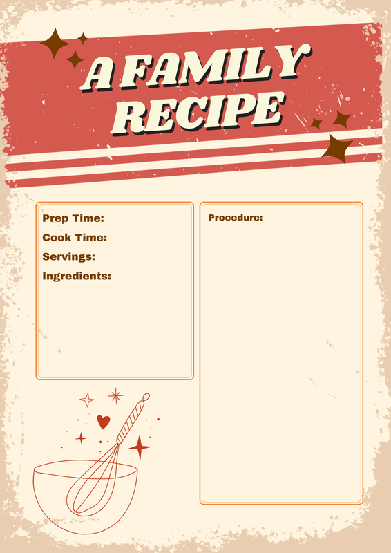 Printable Family Recipe Sheet