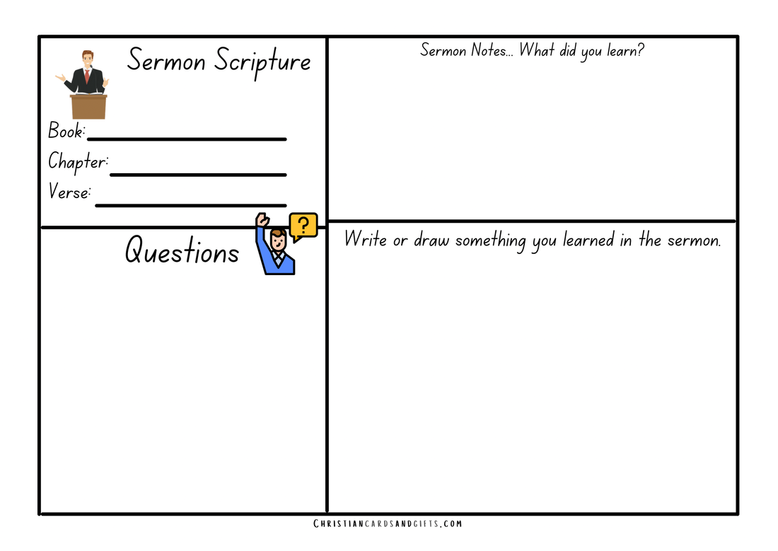 Worksheet for Kids to Write Sermon Notes