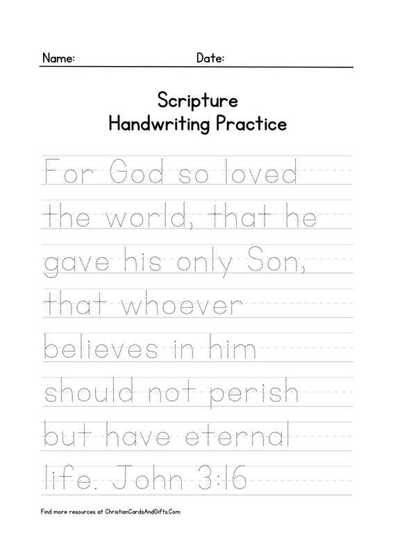 John 3:16 Scripture Handwriting Practice