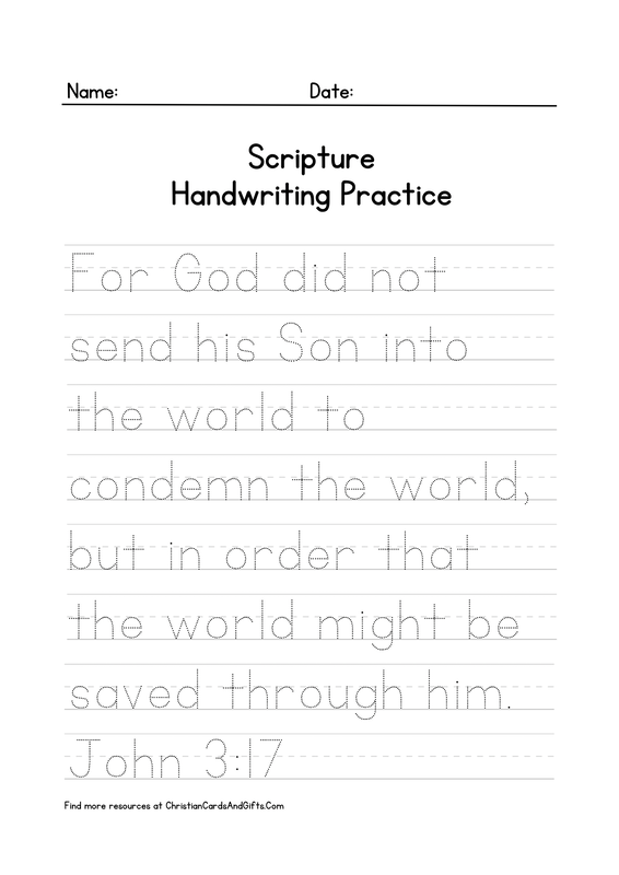 John 3:17 Scripture Handwriting Practice