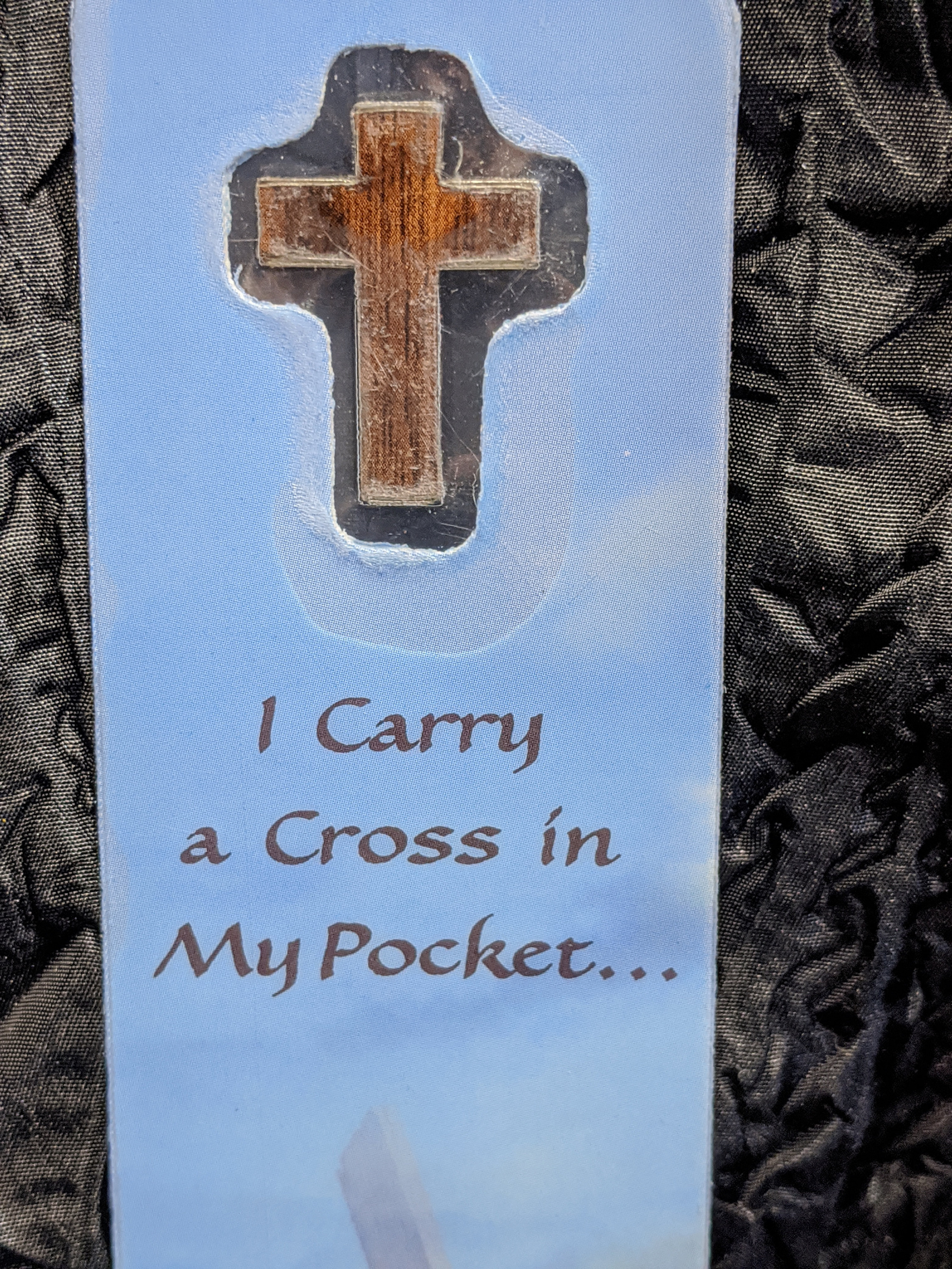 Bookmark Cross In My Pocket with Wood Cross