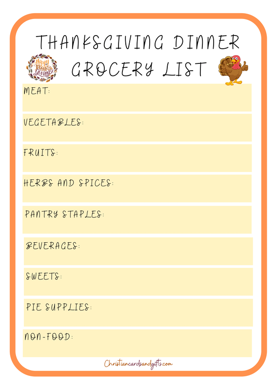 Thanksgiving Grocery List to Print